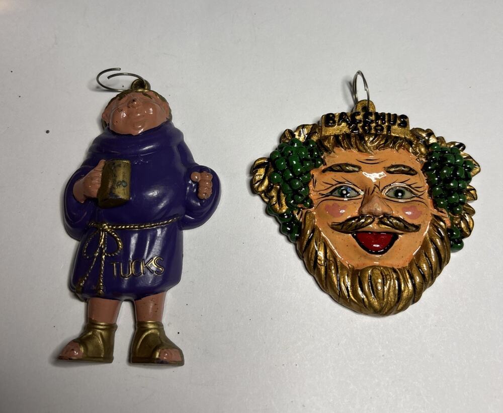 Mardi Gras Tucks Friar & Bacchus 2000 Medallion Ornament Lot of 2